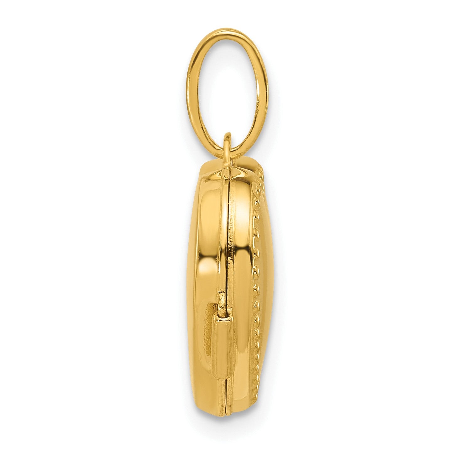 14k Polished with Beaded Edge Border 15mm Heart Locket