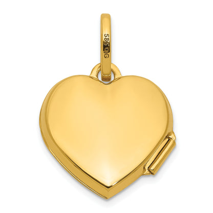 14k Polished with Beaded Edge Border 15mm Heart Locket