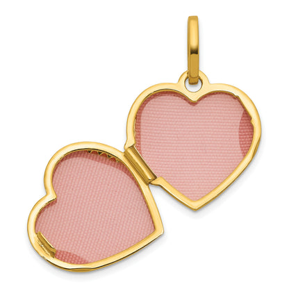 14k Polished with Beaded Edge Border 15mm Heart Locket