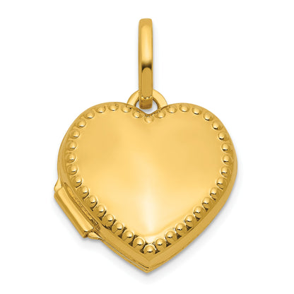 14k Polished with Beaded Edge Border 15mm Heart Locket