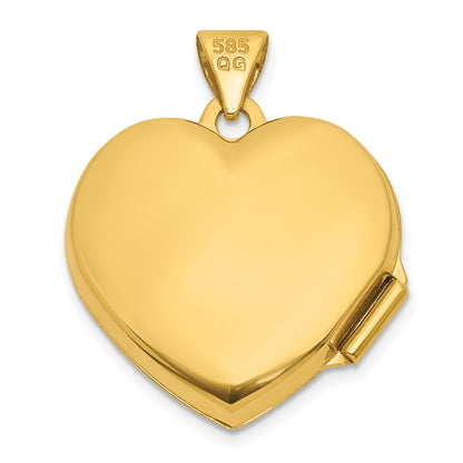 14k and White Rhodium Polished Flowers 18mm Heart Locket