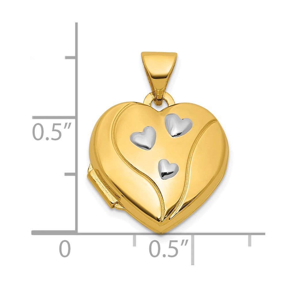 14k & Rhodium My Love My Life My Forever on Back 15mm Heart Locket