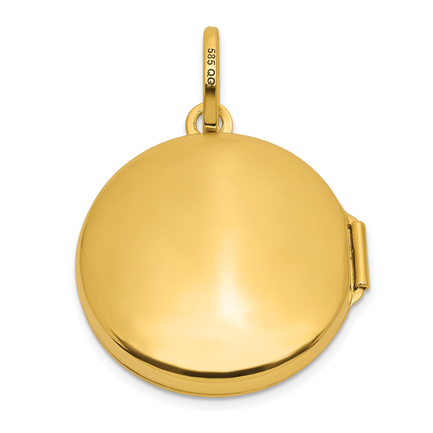 14k Polished with Beaded Border 20mm Round Locket