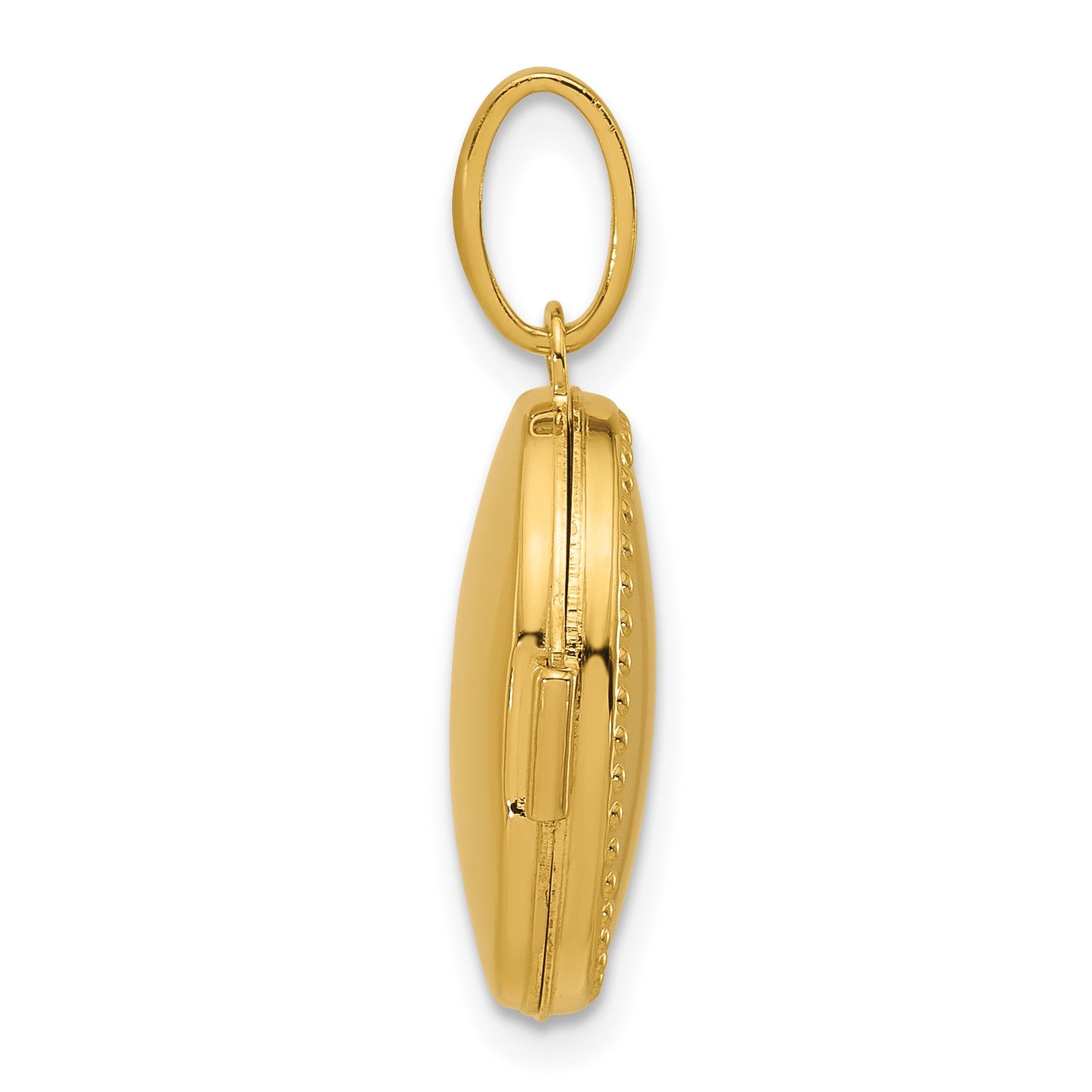 14k Polished with Beaded Border 17mm Oval Locket