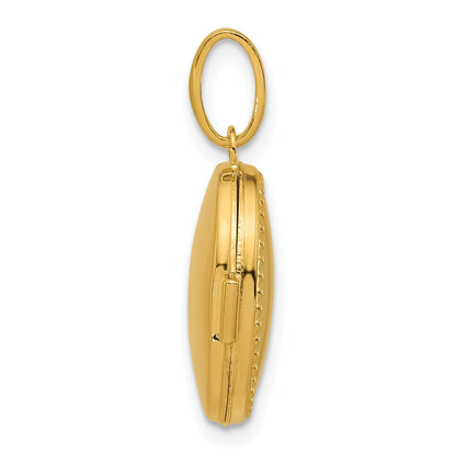 14k Polished with Beaded Border 17mm Oval Locket