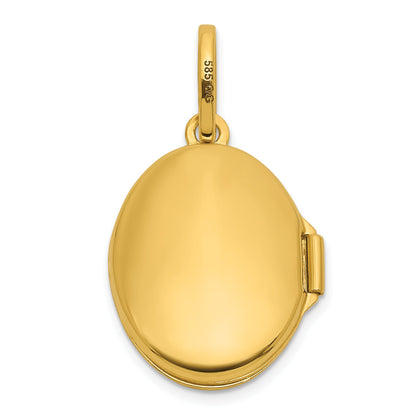 14k Polished with Beaded Border 17mm Oval Locket