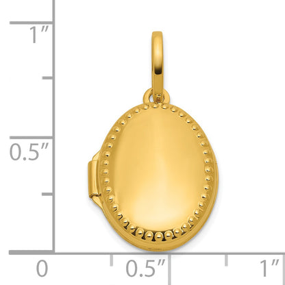 14k Polished with Beaded Border 17mm Oval Locket