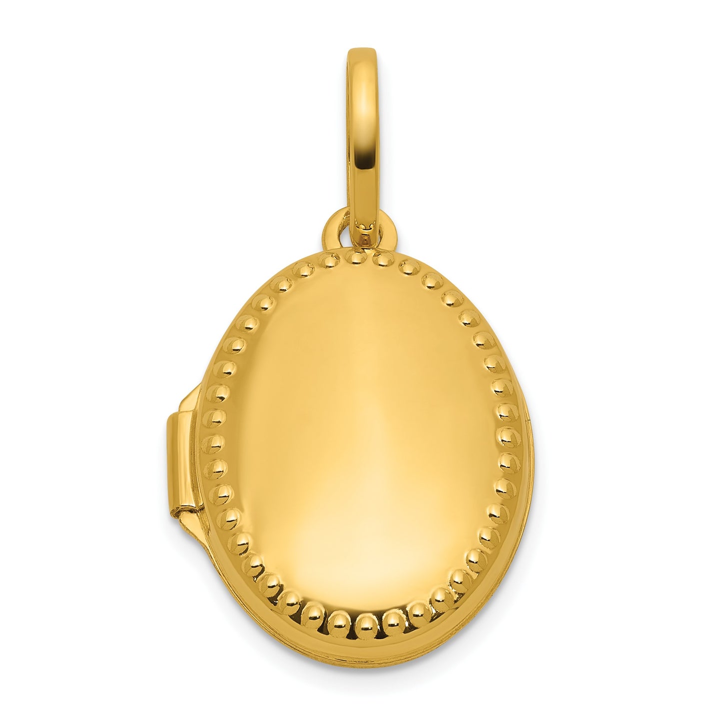 14k Polished with Beaded Border 17mm Oval Locket