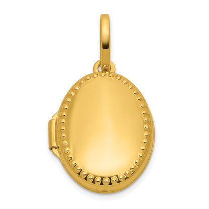 14k Polished with Beaded Border 17mm Oval Locket