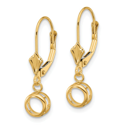14k 5mm Round Bezel Leverback Earring Mountings