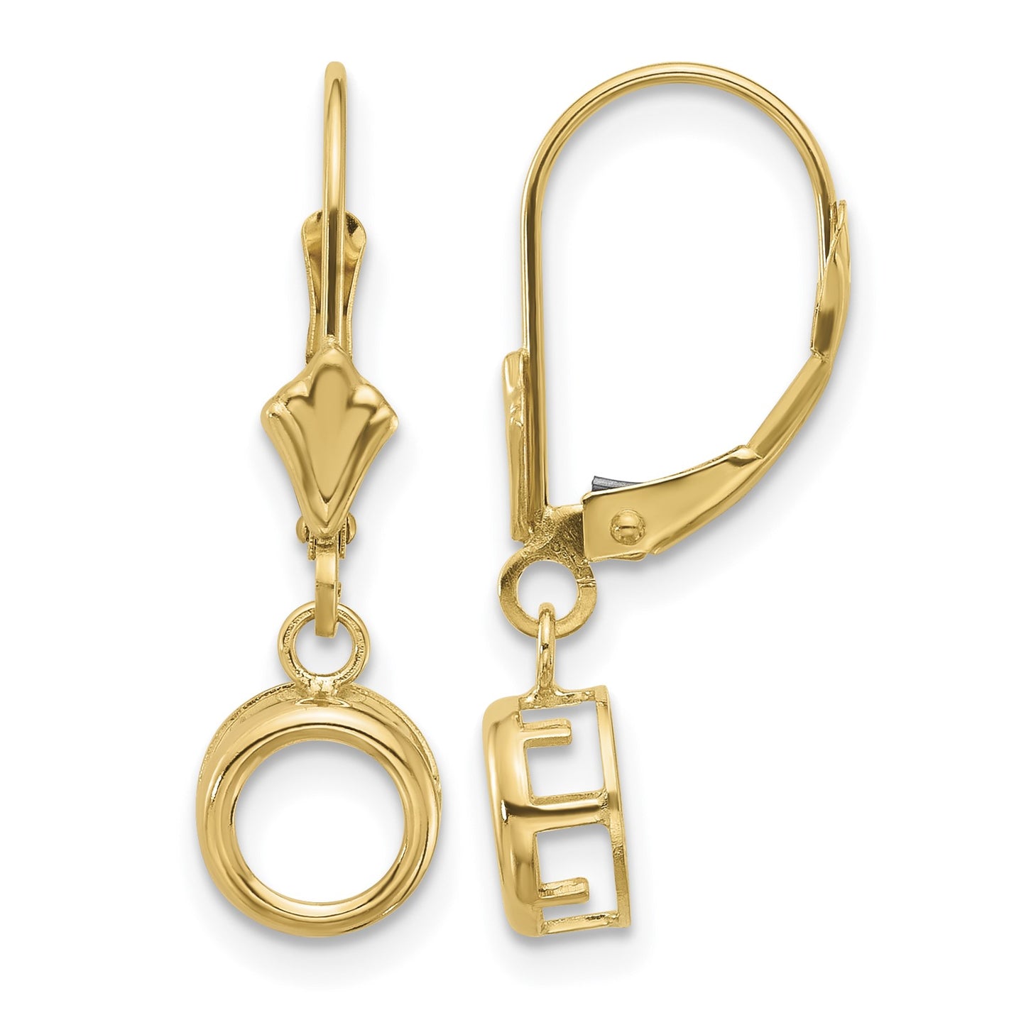 14k 6mm Round Bezel Leverback Earring Mountings