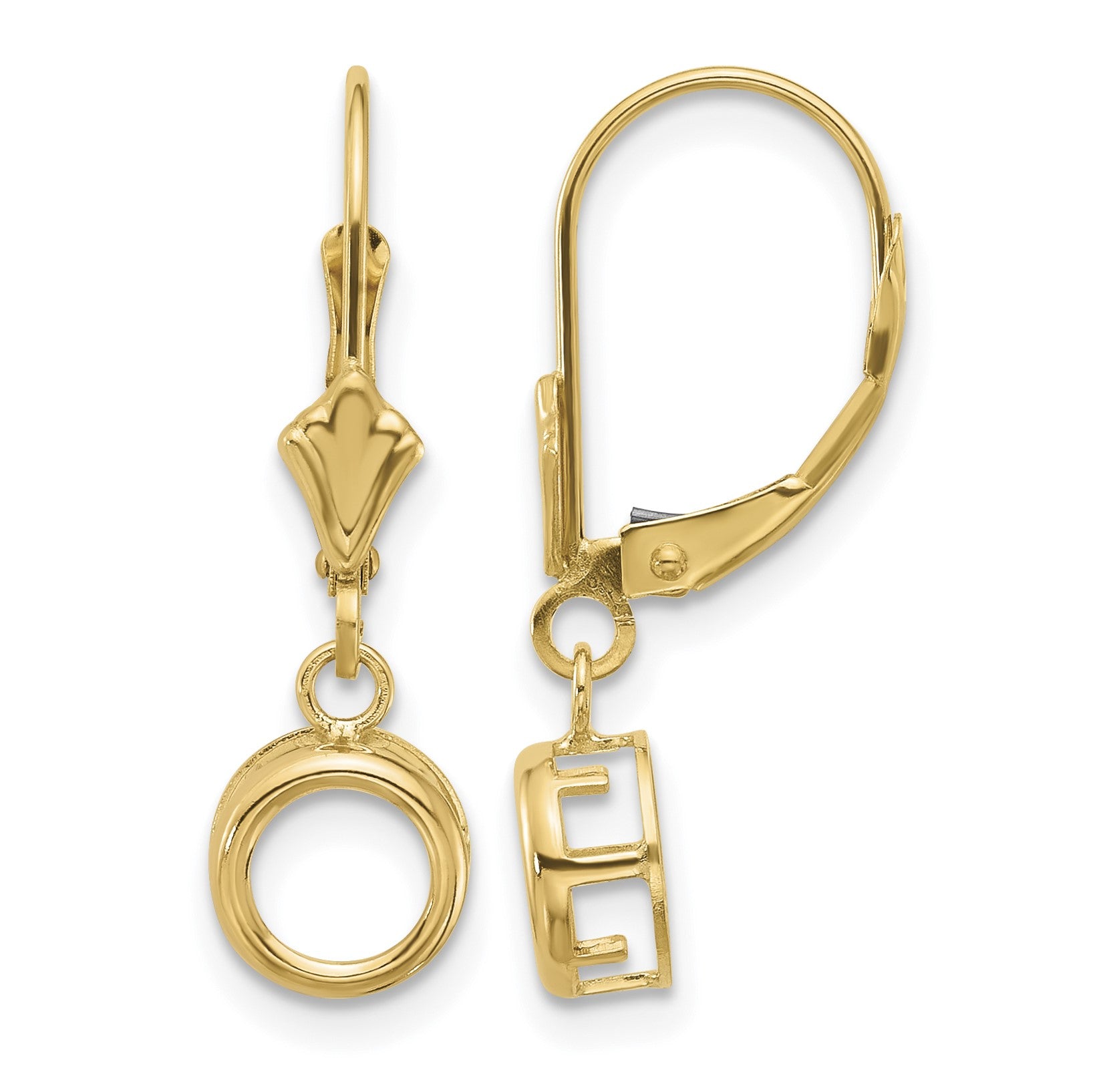 14k 6mm Round Bezel Leverback Earring Mountings