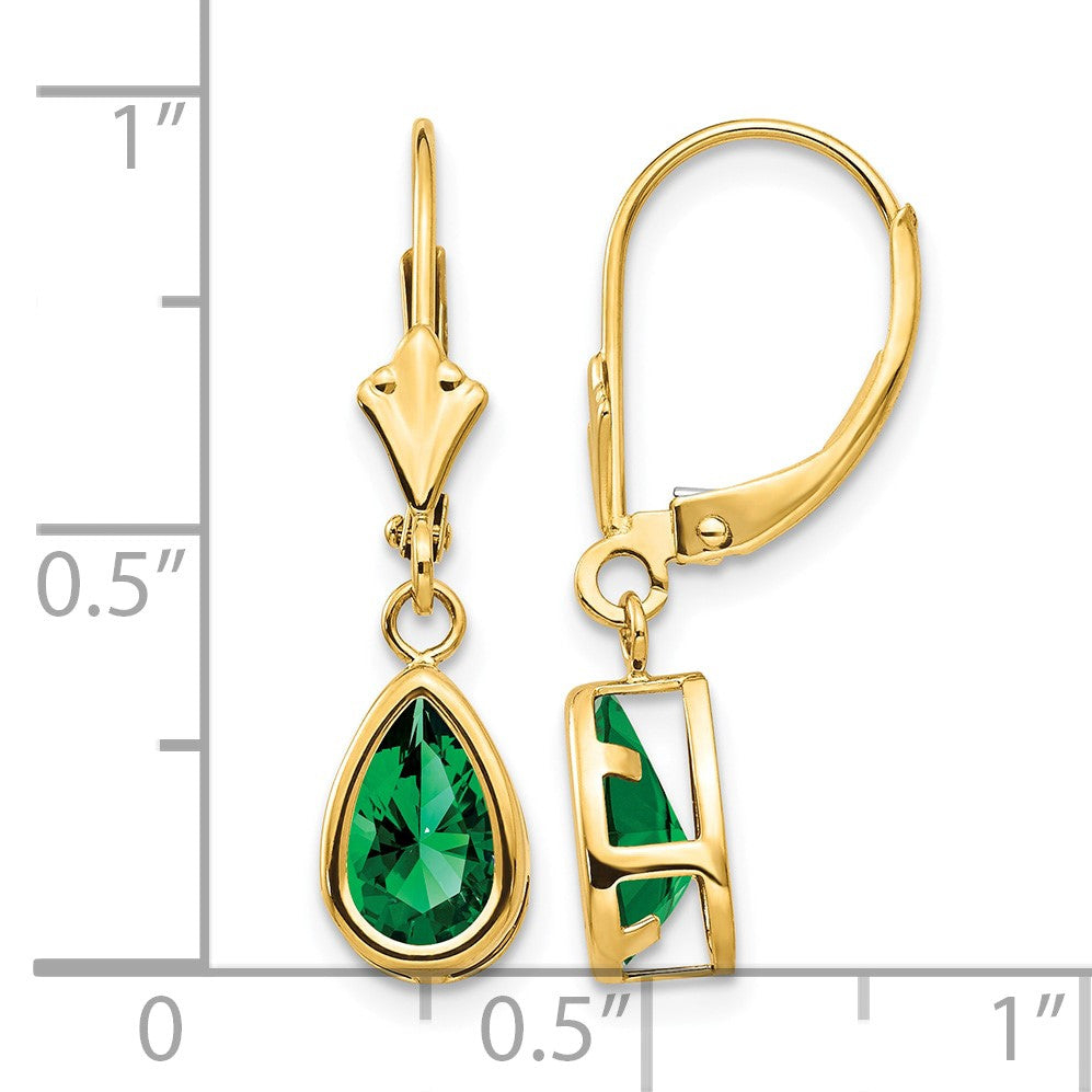 14k 8x5mm Pear Mount St. Helens Bezel Leverback Dangle Earrings