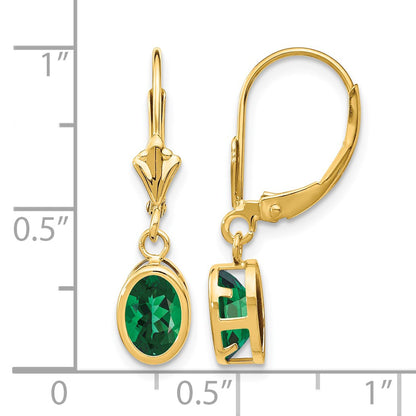 14k 7x5mm Oval Mount St. Helens Bezel Leverback Dangle Earrings