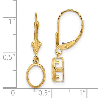 14k 8x6mm Oval Bezel Leverback Earring Mountings