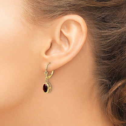 14k 8x6mm Oval Lab Created Ruby Leverback Earrings