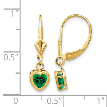 14k 5mm Heart Mount St. Helens Bezel Leverback Dangle Earrings