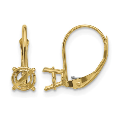 14k 5mm Round Leverback Earring Mountings