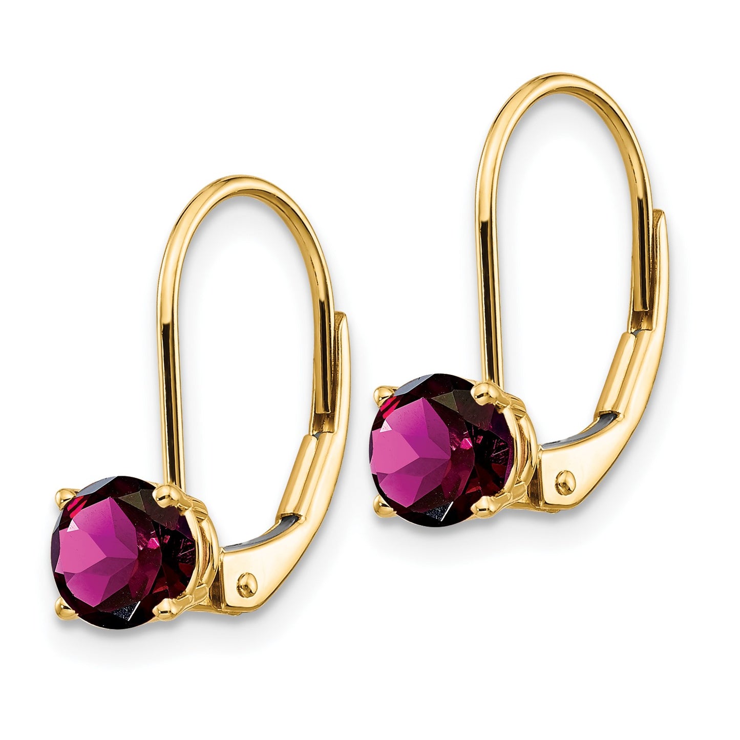 14k 5mm Round Amethyst Leverback Earrings