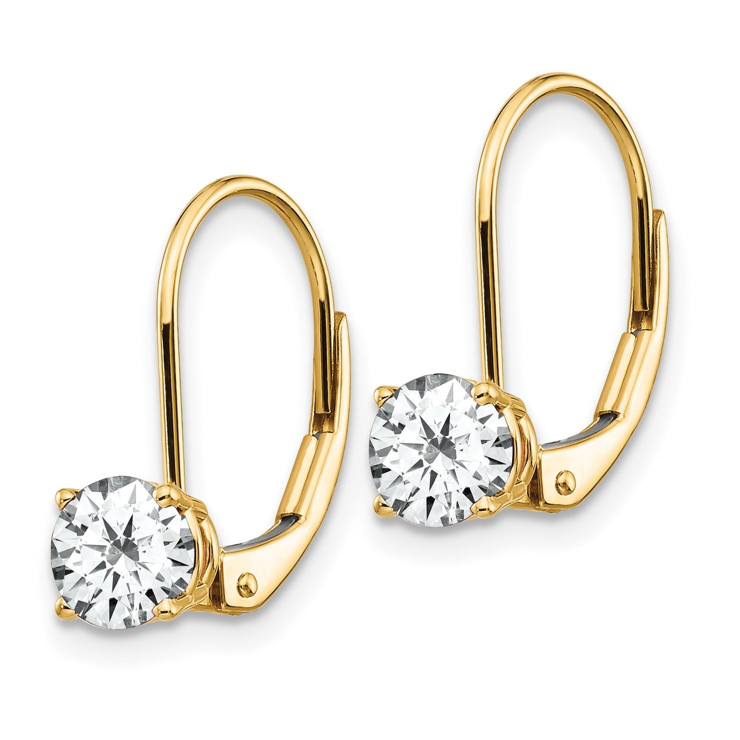 14k 5mm Round Cubic Zirconia Leverback Earrings