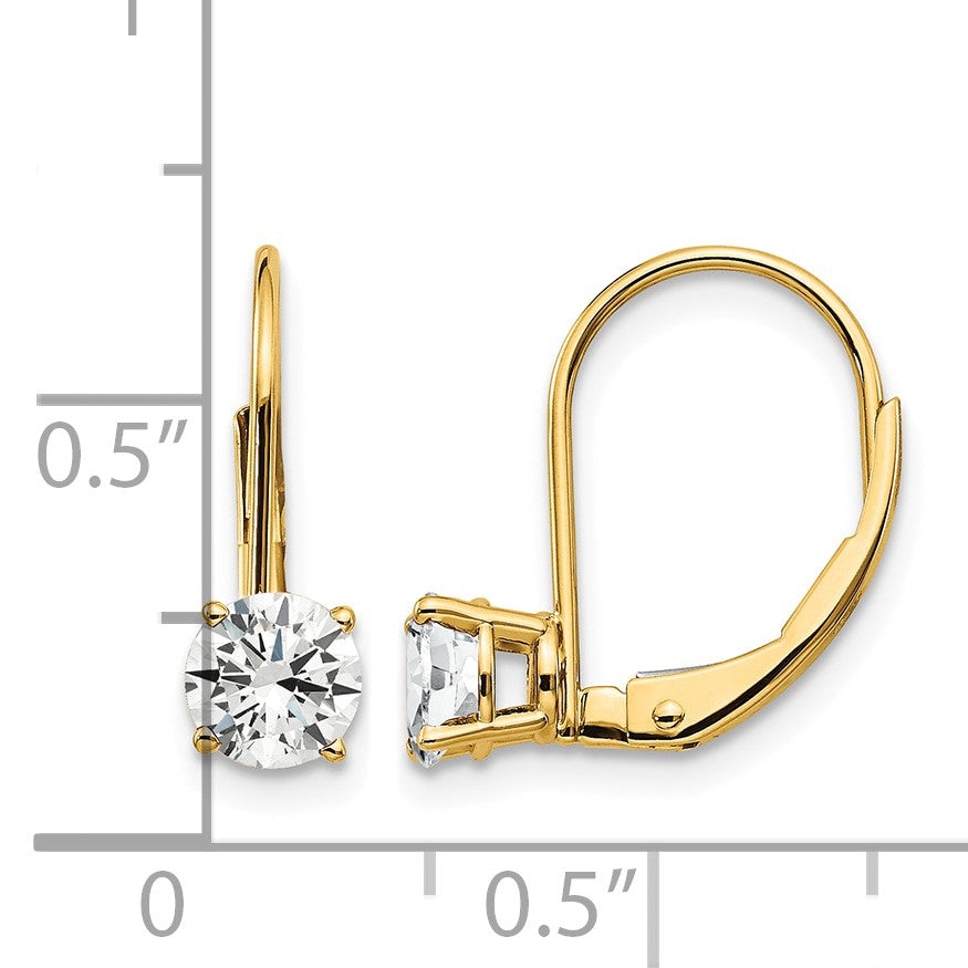 14k 5mm Round Cubic Zirconia Leverback Earrings