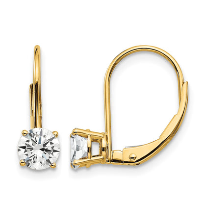 14k 5mm Round Cubic Zirconia Leverback Earrings