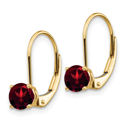 14k 5mm Round Garnet Leverback Earrings