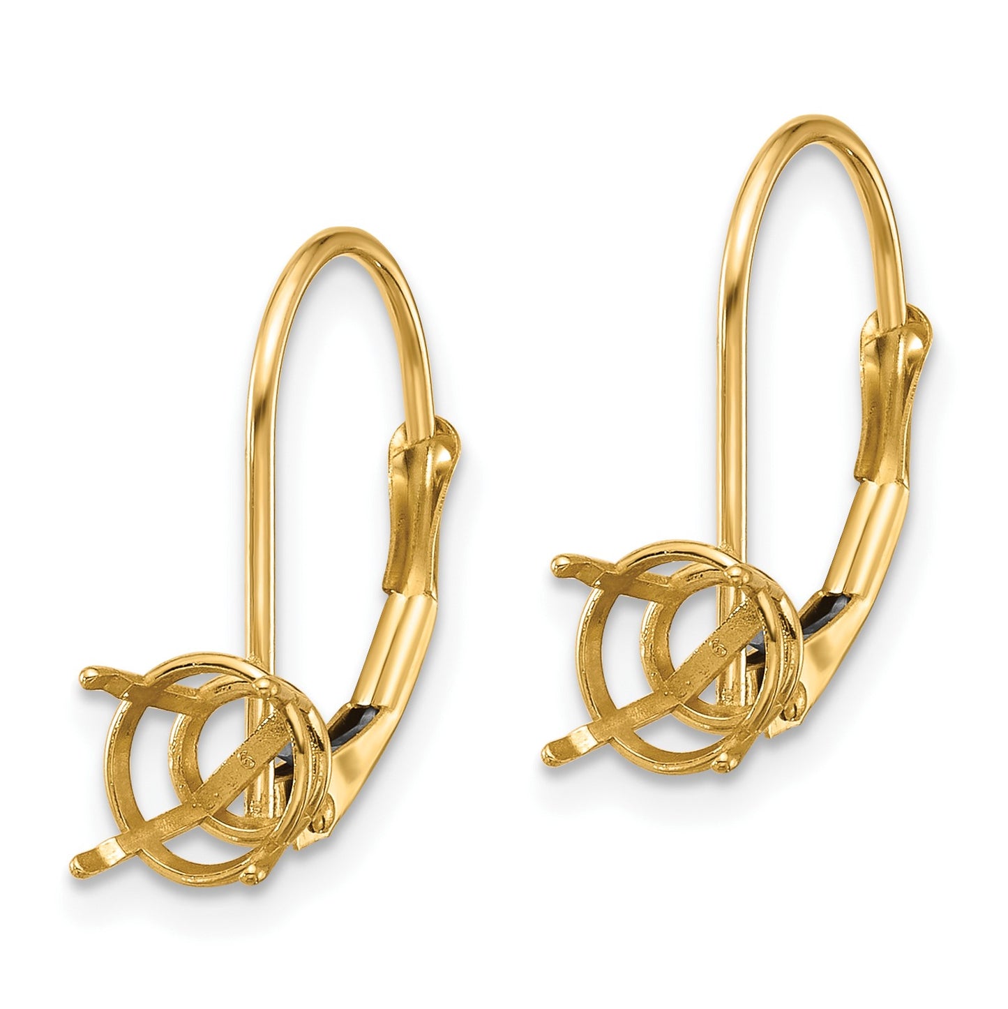 14k 6mm Round Leverback Earring Mountings