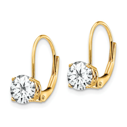 14k 6mm Round Cubic Zirconia Leverback Earrings