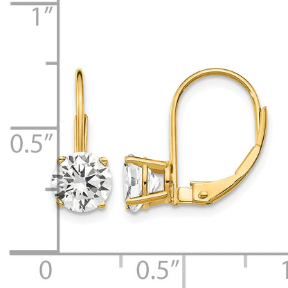 14k 6mm Round Cubic Zirconia Leverback Earrings