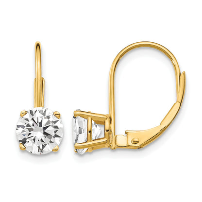 14k 6mm Round Cubic Zirconia Leverback Earrings