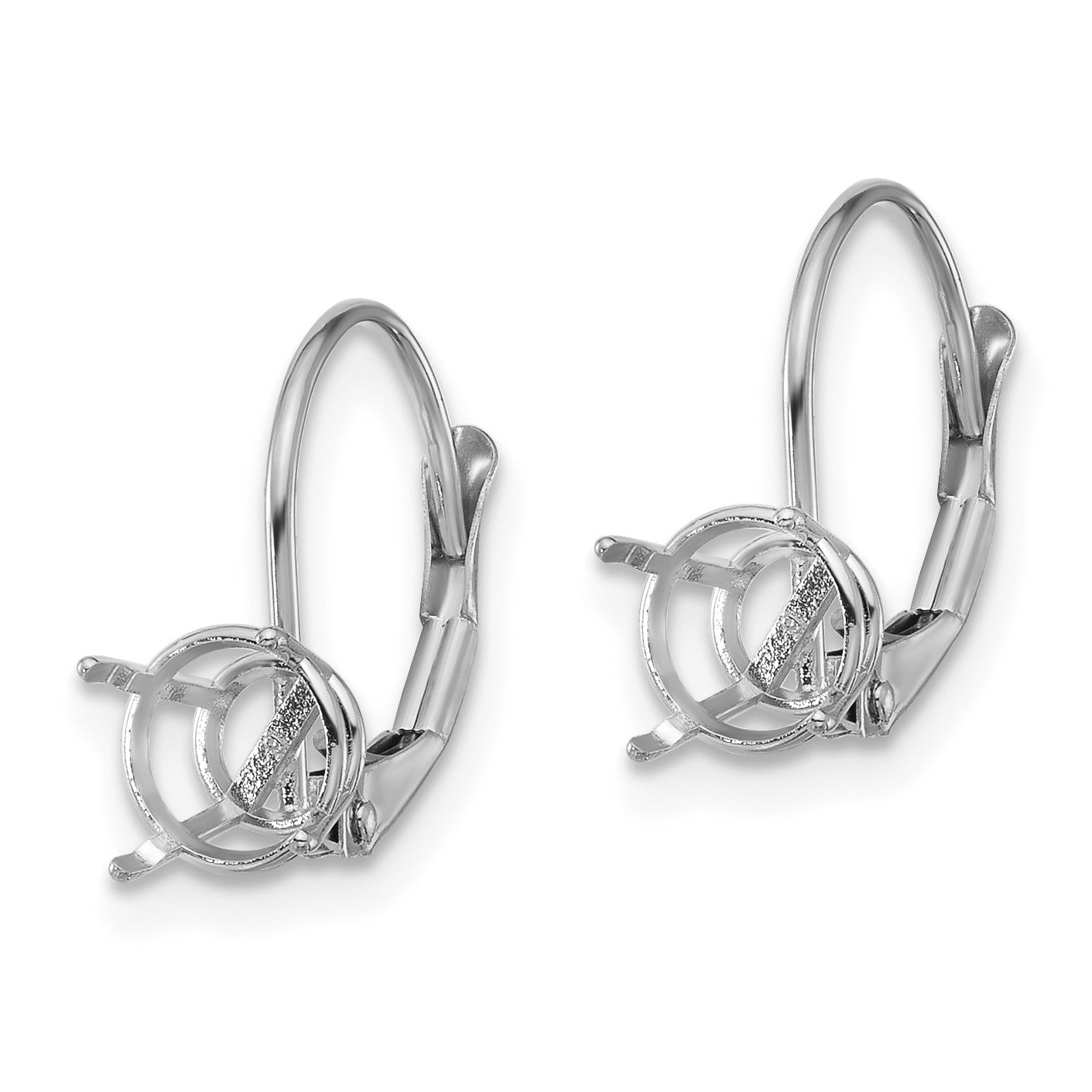 14k White Gold 6mm Round Leverback Earring Mountings