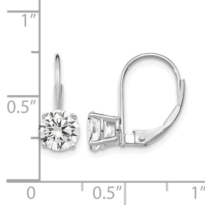 14k White Gold 6mm Round Cubic Zirconia Leverback Earrings