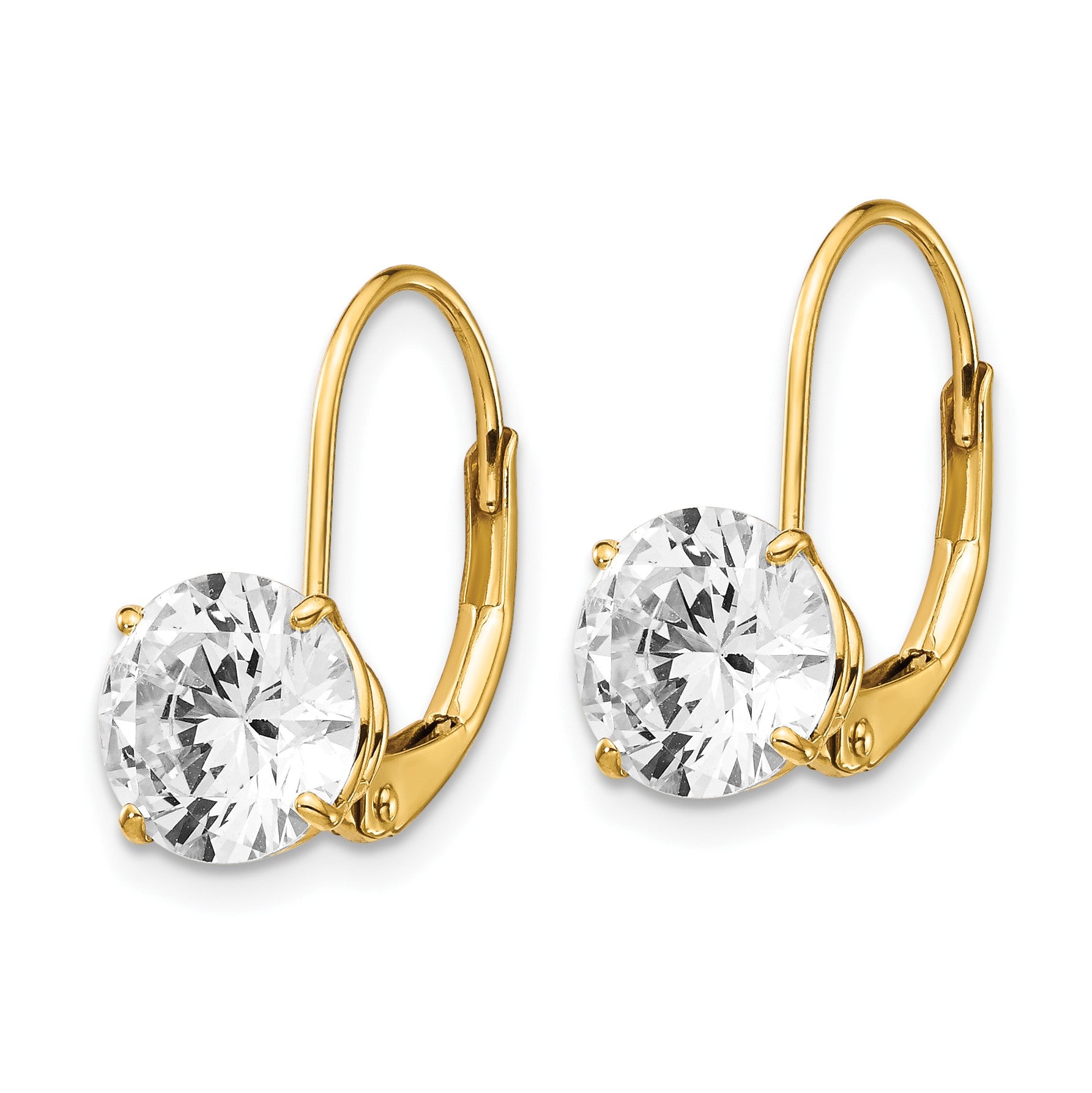 14k 7mm Round Cubic Zirconia Leverback Earrings