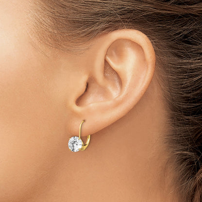 14k 7mm Round Cubic Zirconia Leverback Earrings