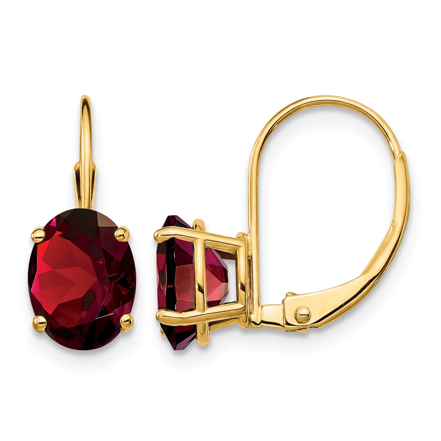 14k 8x6mm Oval Garnet Leverback Earrings