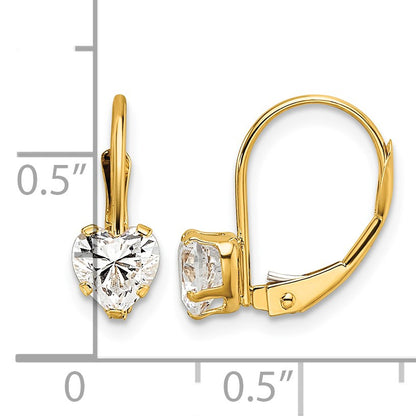 14k 5mm Heart Cubic Zirconia Leverback Earrings