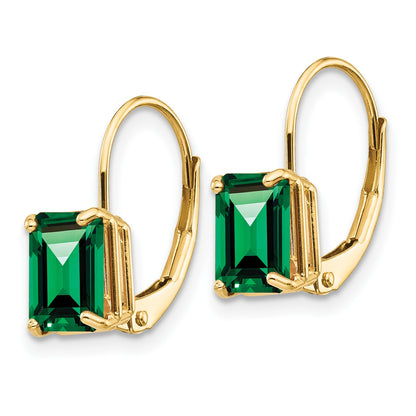 14k 7x5mm Emerald-cut Mount St. Helens Leverback Earrings