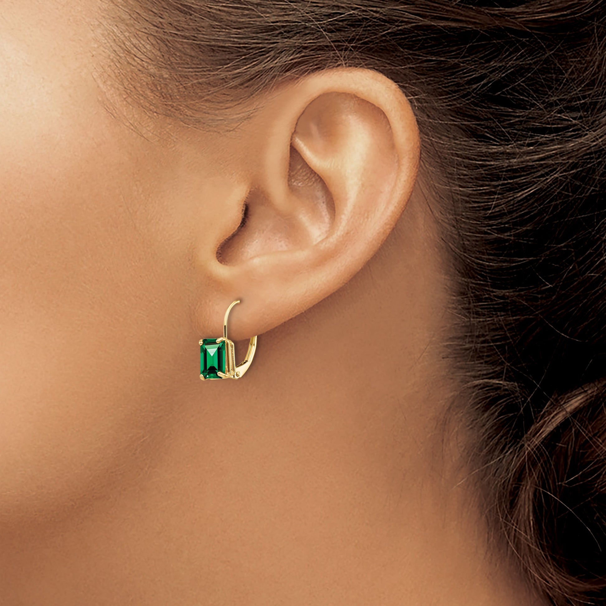 14k 7x5mm Emerald-cut Mount St. Helens Leverback Earrings