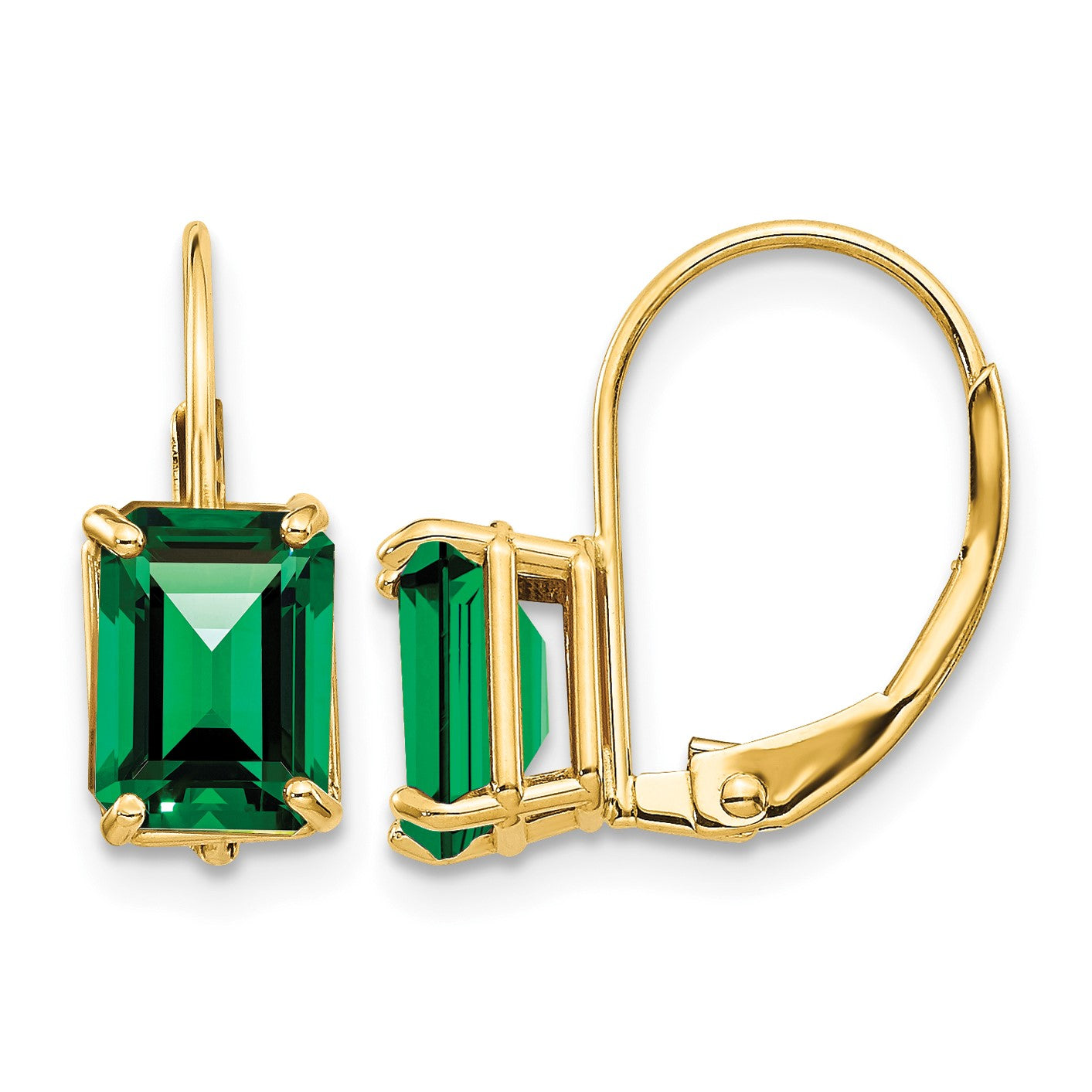 14k 7x5mm Emerald-cut Mount St. Helens Leverback Earrings