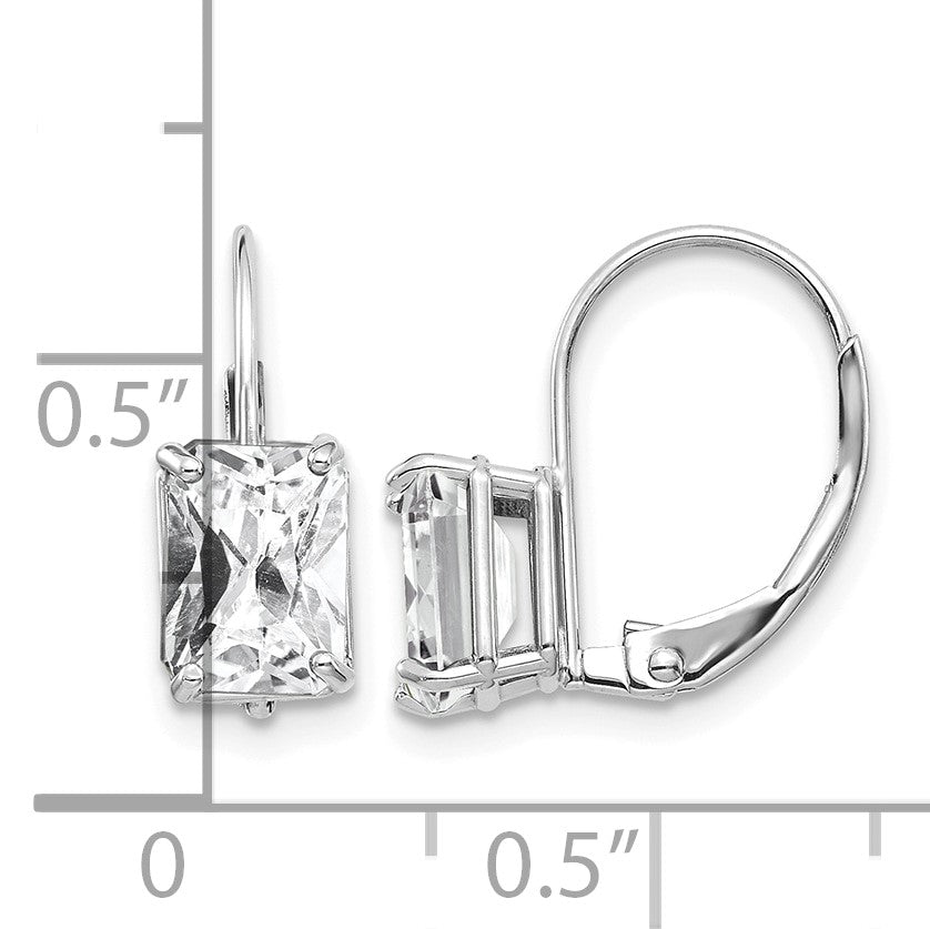 14k White Gold 7x5mm Emerald-cut Cubic Zirconia Earrings