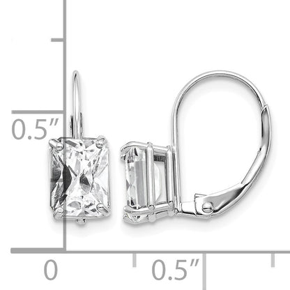 14k White Gold 7x5mm Emerald-cut Cubic Zirconia Earrings