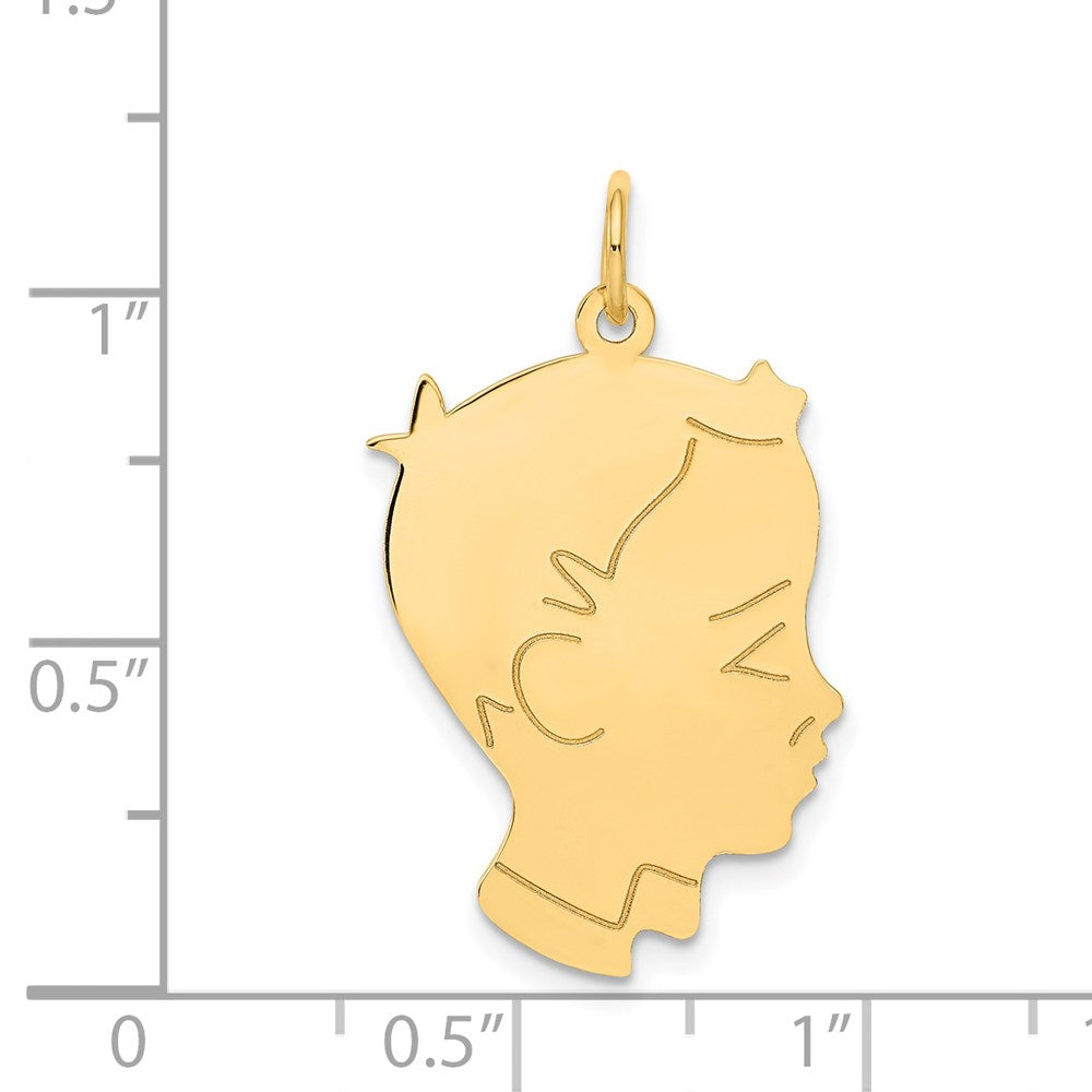 14k .013 Depth Engravable Boy Head Charm