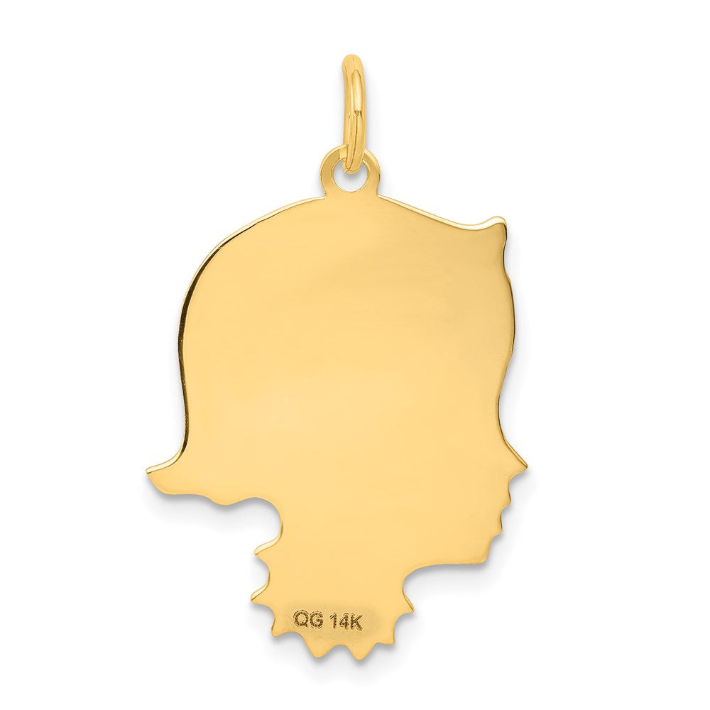 14k .013 Depth Engravable Girl Head Charm