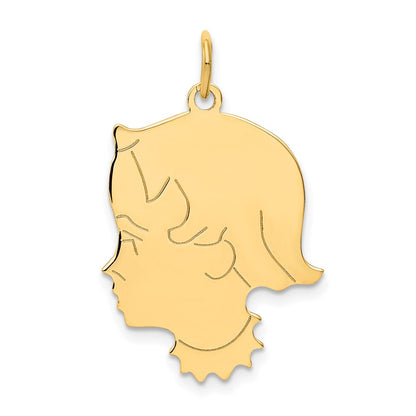 14k .013 Depth Engravable Girl Head Charm