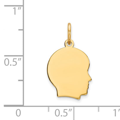 14k Plain Small .009 Gauge Facing Right Engravable Boy Head Charm