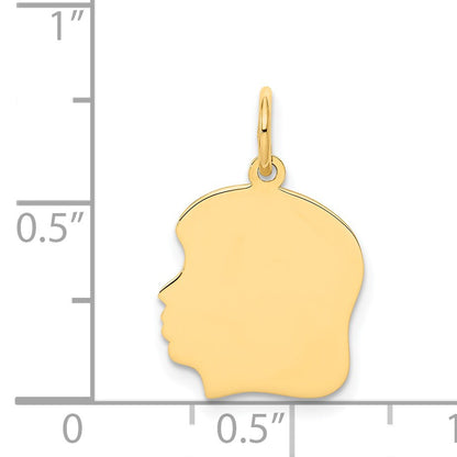 14k Plain Medium .013 Gauge Facing Left Engravable Girl Head Charm