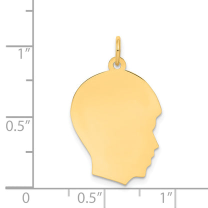 14k Plain Medium .018 Gauge Facing Right Engravable Boy Head Charm