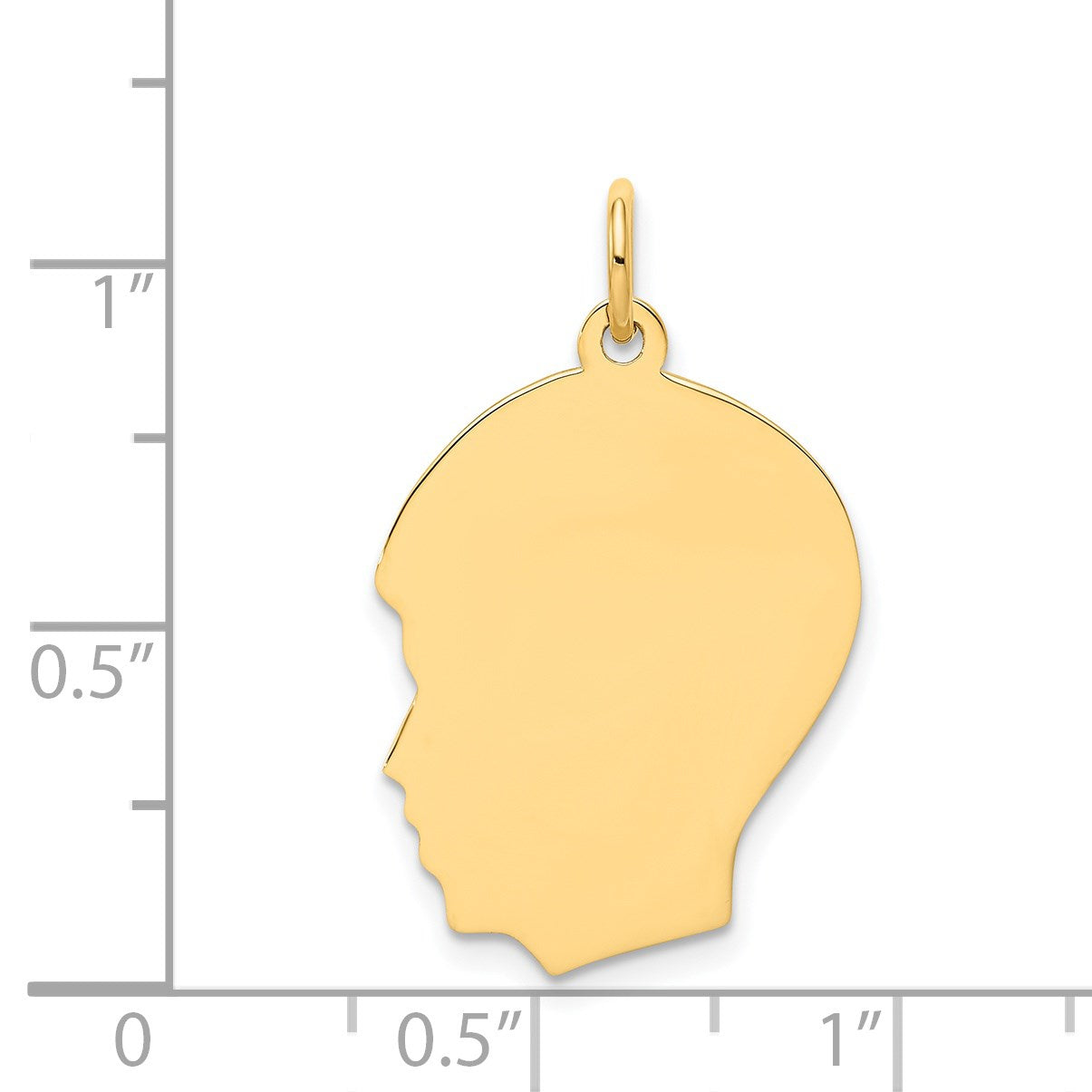 14k Plain Medium .018 Gauge Facing Left Engravable Boy Head Charm