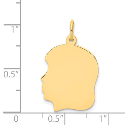 14k Plain Medium .035 Gauge Facing Left Engravable Girl Head Charm